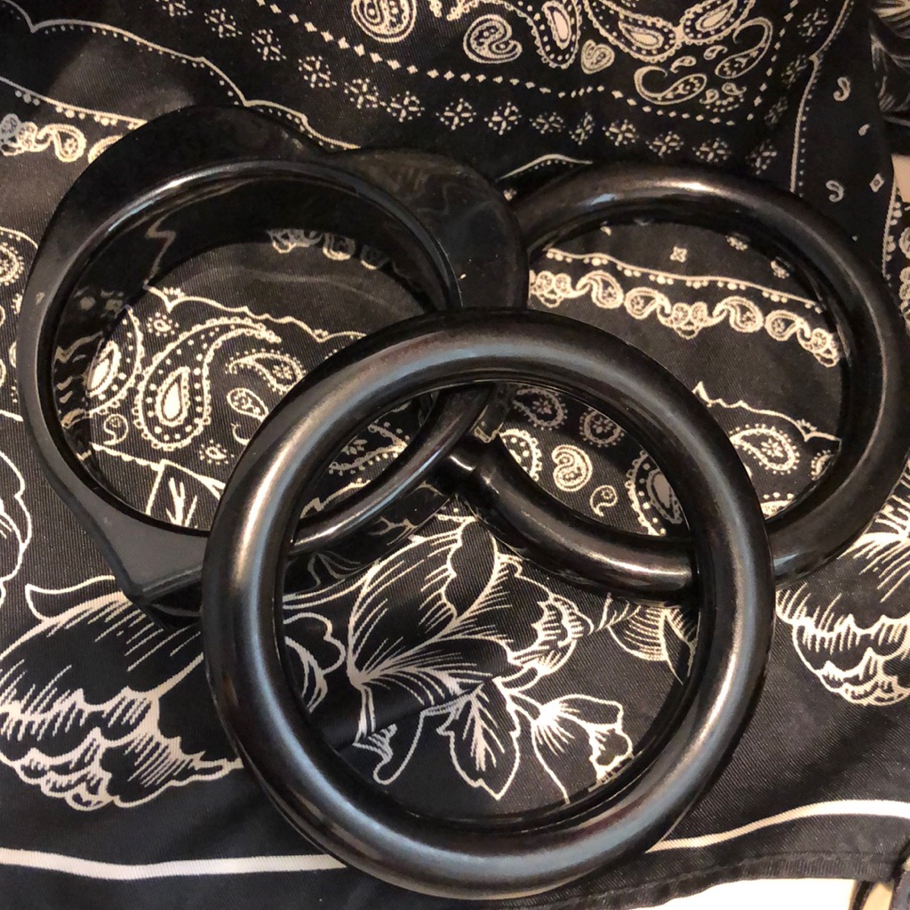 Jet Black Plastic Multi Stack 3 Pc Bangle Set